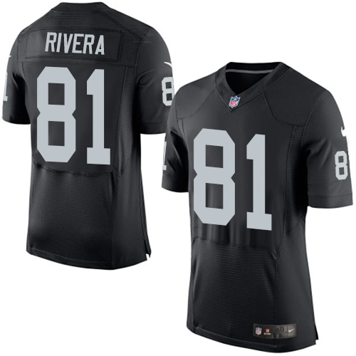 Men's Elite Mychal Rivera Nike Jersey Black Home - #81 NFL Oakland Raiders